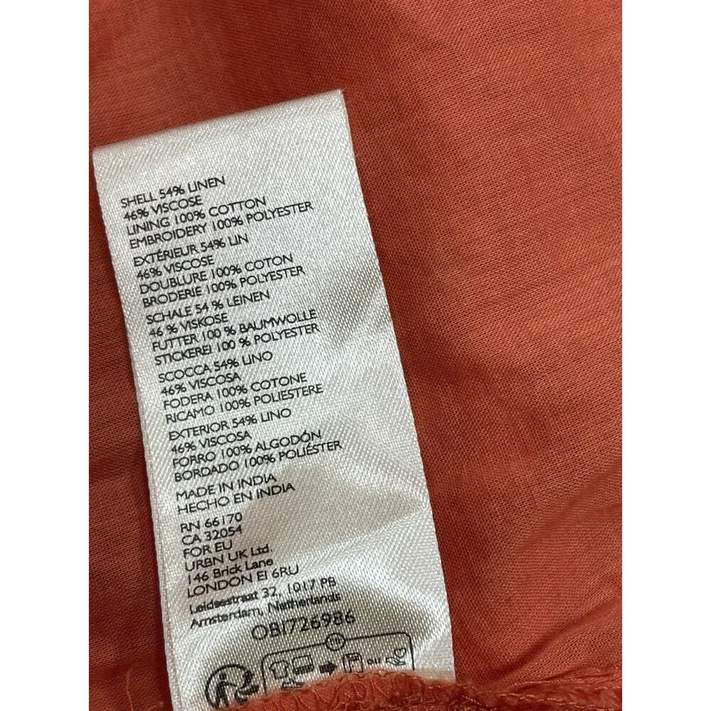 Anthropologie Coral Red Embroidered Maxi Dress - Picture 9 of 14